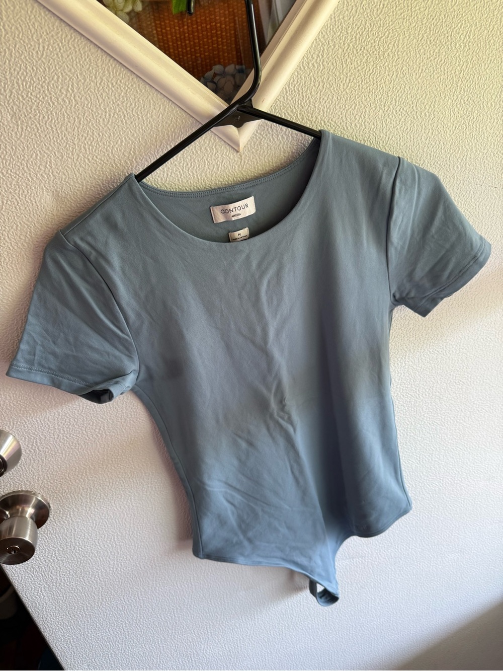 Aritzia Contour Short-Sleeve Bodysuit in Light Blue